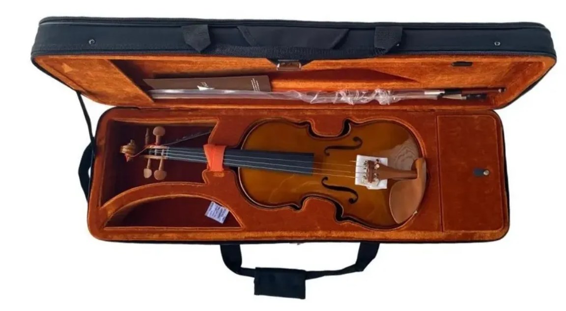 Violino Eagle completo visto de cima dentro do estojo